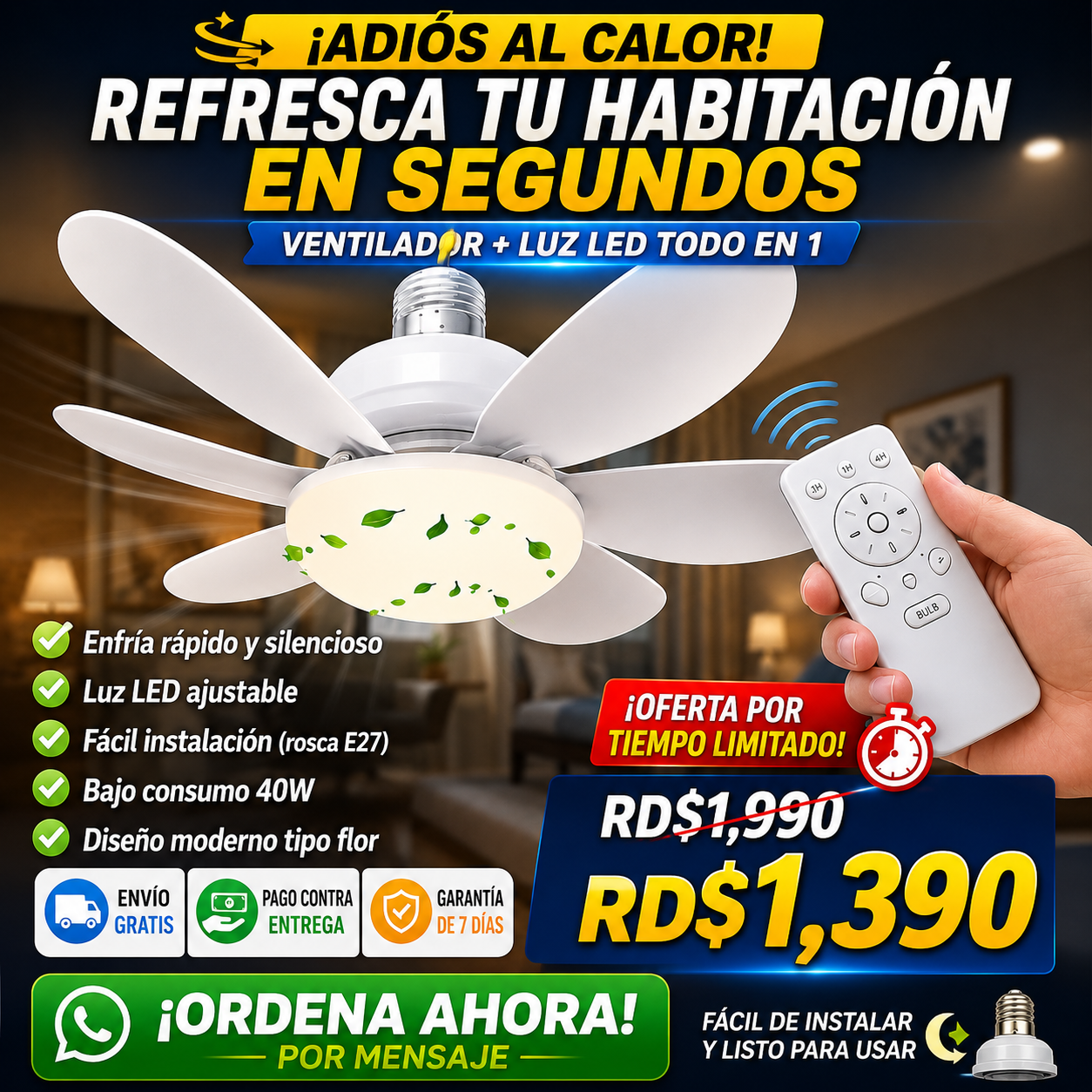 Abanico luz LED